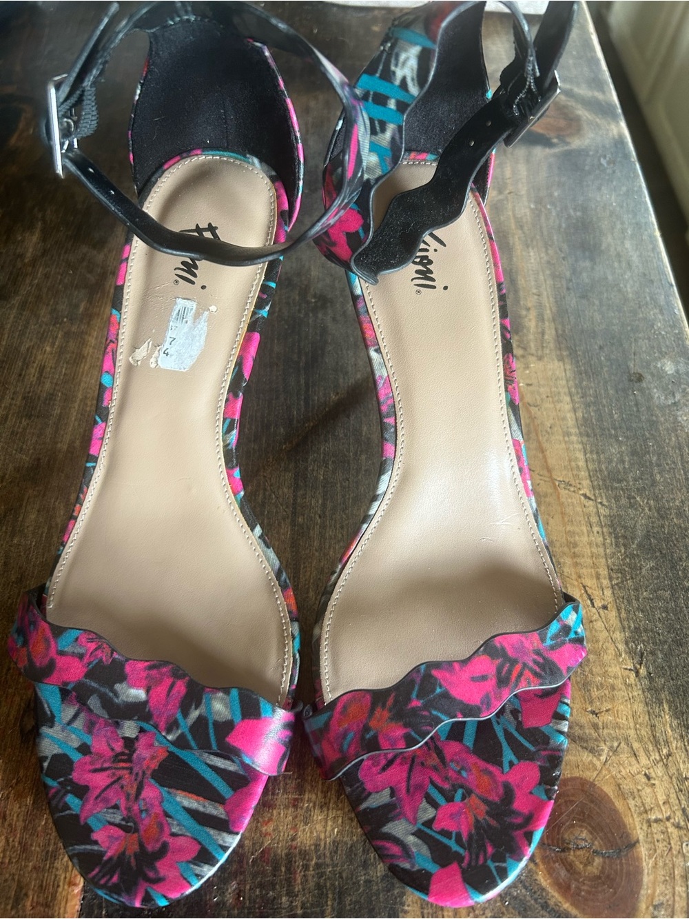 Fioni Womens Multi-Color Iris Open Toe Ankle Strap Kitten Heels Size 7.5 NWOB - Picture 2 of 8